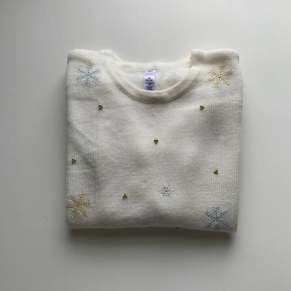 White Ugly Snowman & Gingerbread House Christmas Knit Sweater - Picture 5 of 8